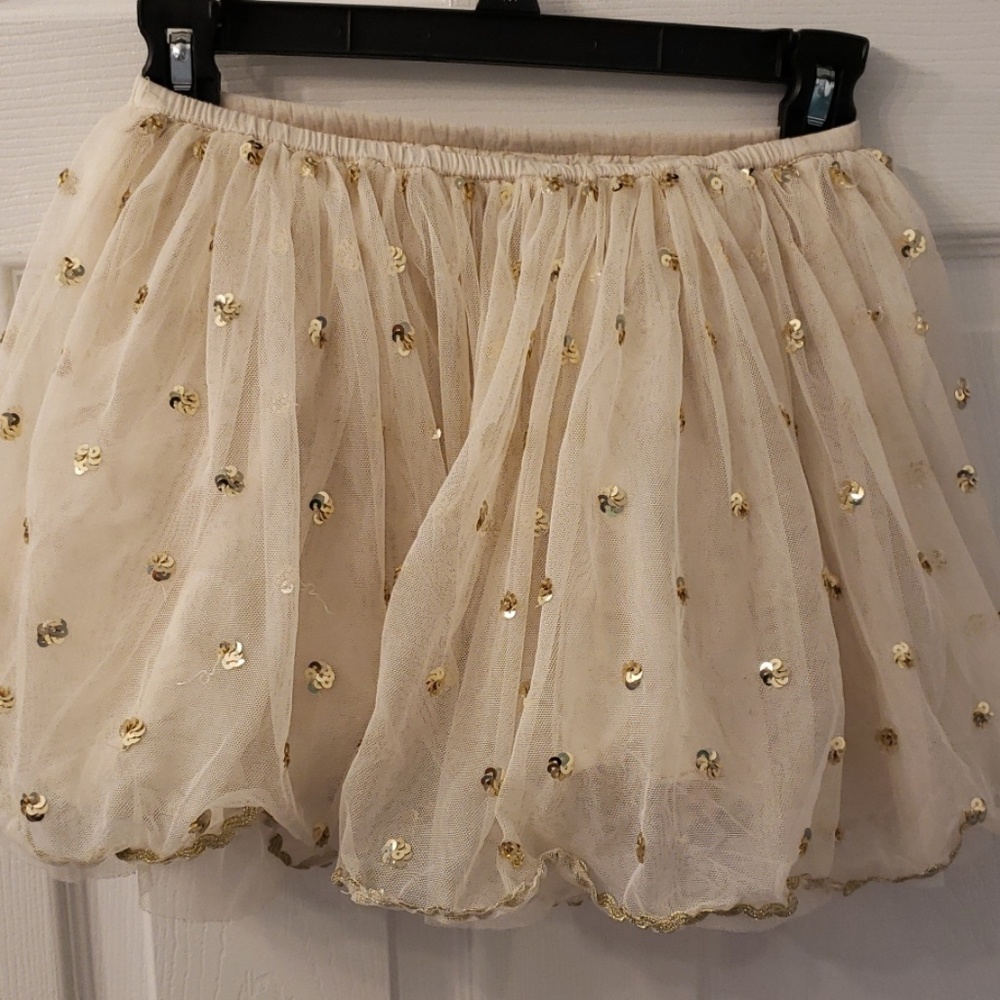 Cream with gold sequin skirt